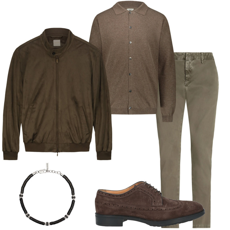 Outfit uomo - In ufficio. Stile Business/Elegante per Ufficio. Abbinamento con pantaloni chino, scarpe stringate, braccialetti, giacche, polo.