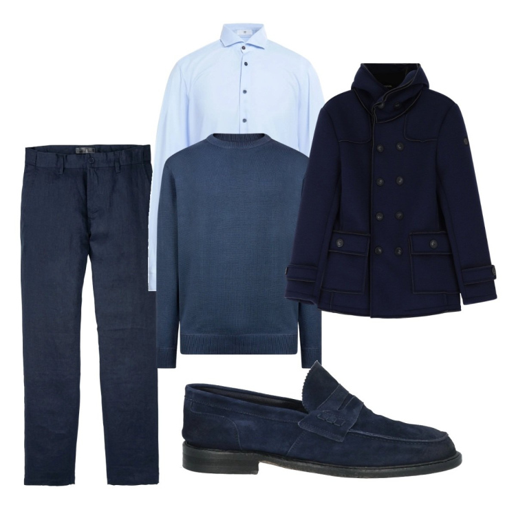 Outfit uomo - Elegante ma non troppo. Stile Business/Elegante per Ufficio. Abbinamento con pantaloni, scarpe stringate, camicie, giacche, maglieria.