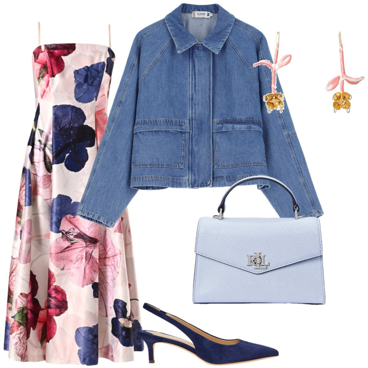 Outfit donna - Un po\' romantico..e un po\' jeans. Abbinamento con orecchini, blazer, vestiti midi/longuette, borse a mano, décolleté.