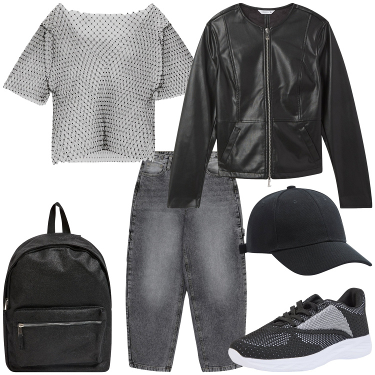 Outfit donna - Terranova Urban. Stile Urban per Tutti i giorni. Abbinamento con jeans, blazer, cappelli, t-shirt, sneakers, zaini.