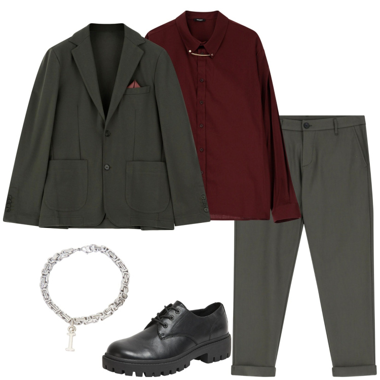 Outfit uomo - Cena io e te. Stile Business/Elegante per Serata speciale. Abbinamento con scarpe stringate, pantaloni, giacche, camicie, braccialetti.