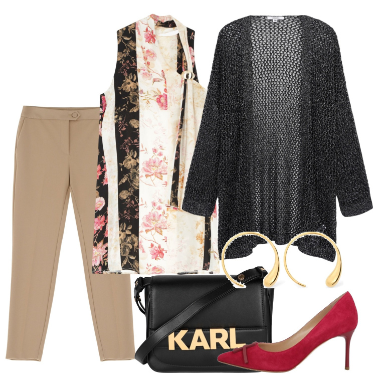 Outfit donna - La tunica. Stile Chic per Tutti i giorni. Abbinamento con borse a tracolla, décolleté, kimono, vestiti asimmetrici, pantaloni, orecchini.