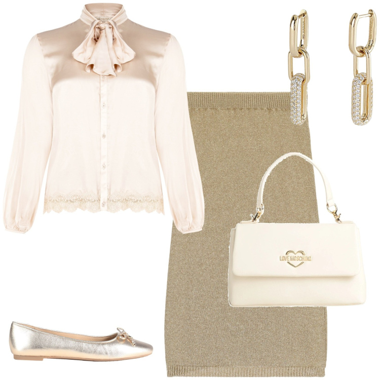 Outfit donna - Elegante Senza Tacchi. Abbinamento con borse a mano, ballerine, orecchini, camicie, gonne longuette.