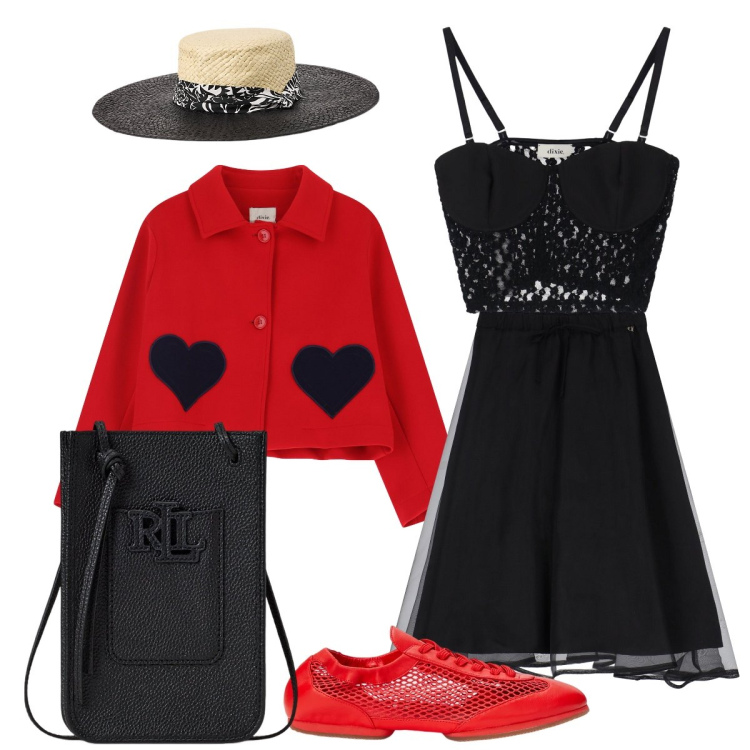 Outfit donna - Sognando Siviglia con Dixie. Stile Glamour per Serata fuori. Abbinamento con blazer, top, gonne longuette, borse a tracolla, ballerine, cappelli.