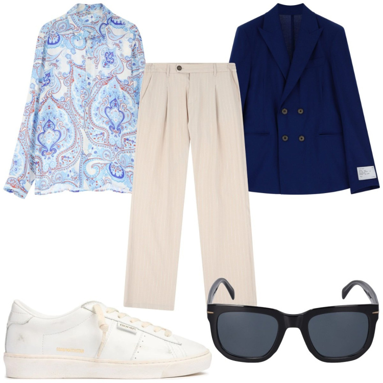 Outfit uomo - Total look #2084013. Stile Trendy per Tutti i giorni. Abbinamento con giacche, pantaloni, camicie, occhiali da sole, sneakers.