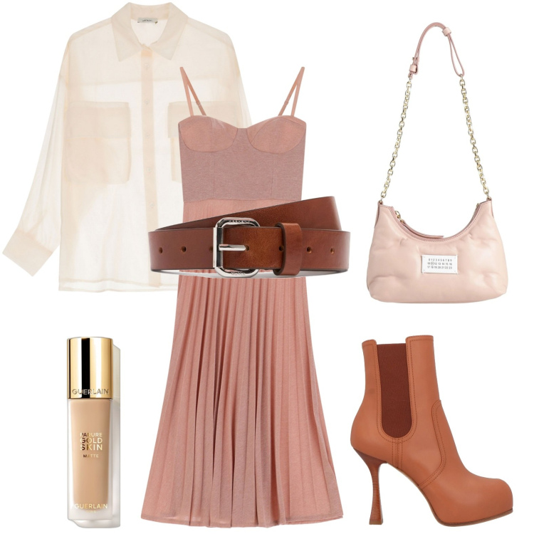 Outfit donna - Il vestito che vorrei. Stile Romantica per Serata fuori. Abbinamento con stivaletti chelsea, borse a spalla, fondotinta, vestiti midi/longuette, camicie, cinture.