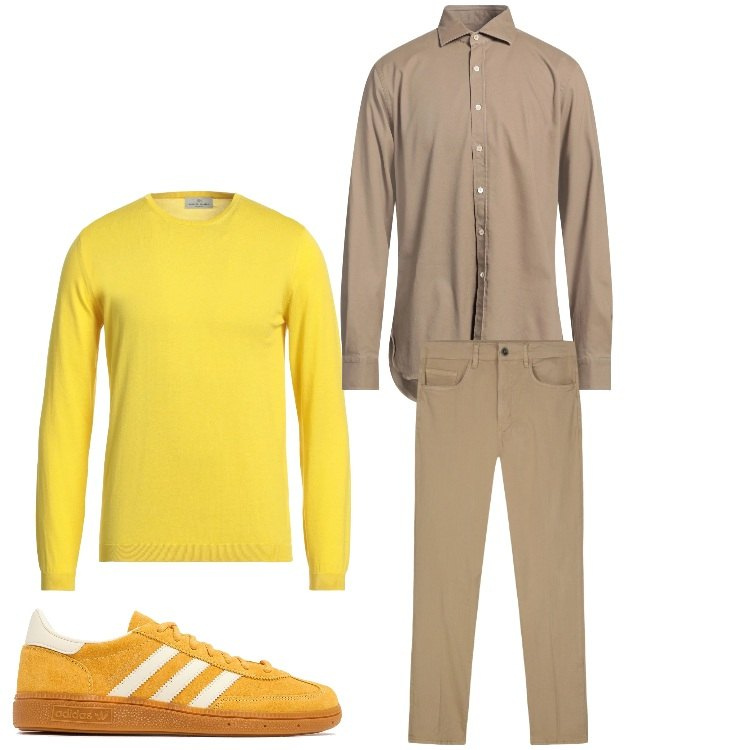 Outfit uomo - Raggio di sole. Stile Casual per Tutti i giorni. Abbinamento con camicie, pullovers, pantaloni, sneakers.