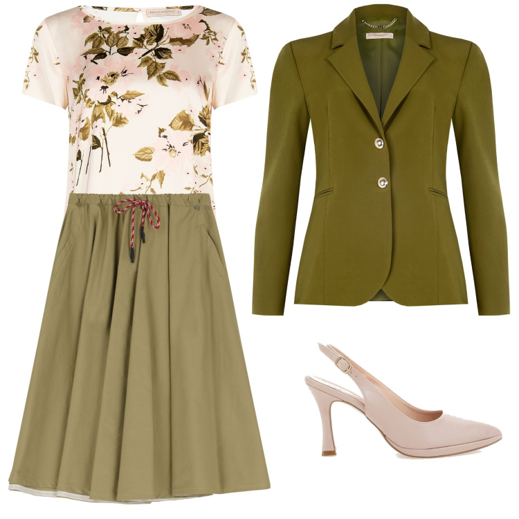 Outfit donna - La longuette comoda per l\'ufficio. Stile Romantica per Ufficio. Abbinamento con bluse, blazer, gonne longuette, décolleté.