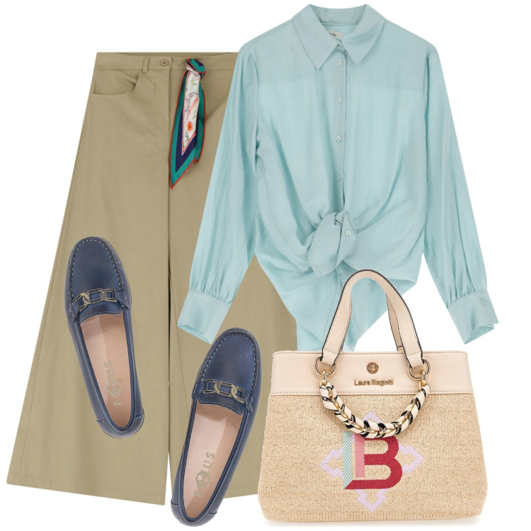Outfit donna - Total look #2084121. Abbinamento con camicie, pantaloni a palazzo, mocassini, borse a mano.