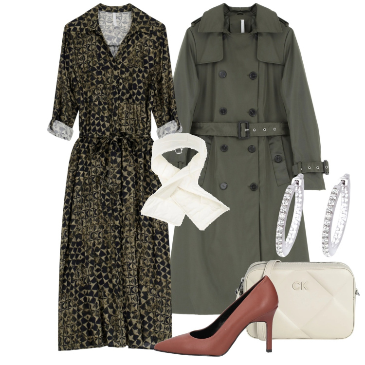 Outfit donna - Lo chemisier. Stile Bon Ton per Tutti i giorni. Abbinamento con décolleté, sciarpe, borse a tracolla, orecchini, vestiti, trench.