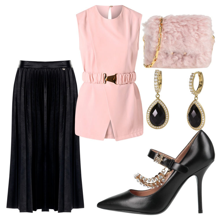 Outfit donna - Total look #2084219. Stile Bon Ton per Serata fuori. Abbinamento con décolleté, borse a tracolla, orecchini, bluse, gonne longuette.