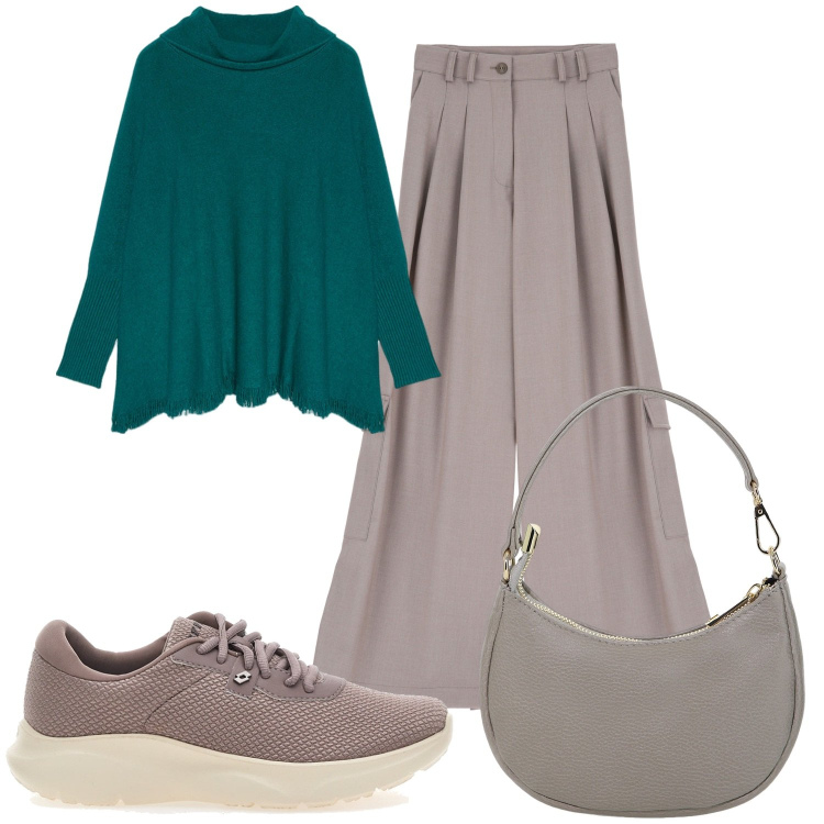 Outfit donna - Total look #2084237. Stile Casual chic per Tutti i giorni. Abbinamento con pantaloni cargo, borse a spalla, sneakers, maglieria.
