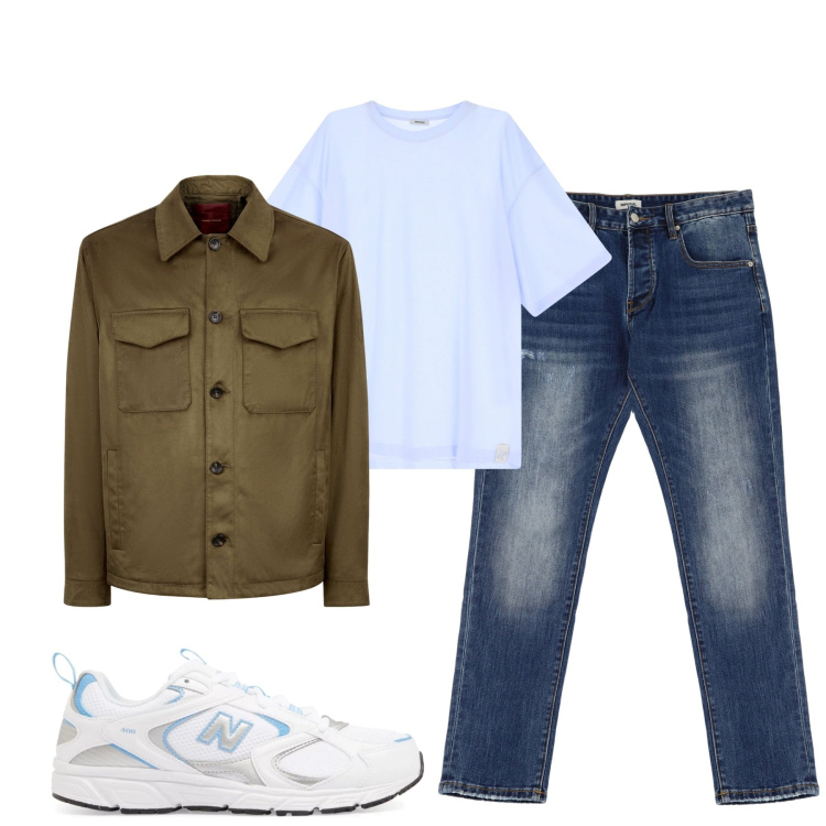 Outfit uomo - Total look #2084244. Stile Casual per Tutti i giorni. Abbinamento con sneakers, t-shirt, jeans dritti, giacche.