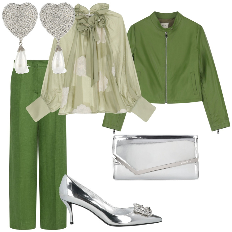 Outfit donna - È stata una bella cerimonia. per Cerimonia. Abbinamento con décolleté, giacche, bluse, pantaloni, orecchini, pochette.