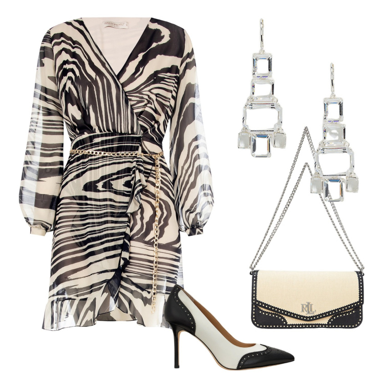 Outfit donna - Total look #2084328. Stile Etnico per Cerimonia. Abbinamento con vestiti, décolleté, borse a spalla, orecchini.