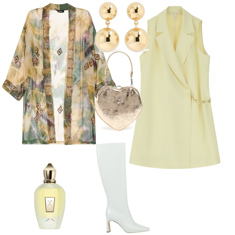 Outfit donna - Evento serata speciale. Stile Glamour per Serata fuori. Abbinamento con stivali, profumi, vestiti corti, trench, orecchini, pochette.
