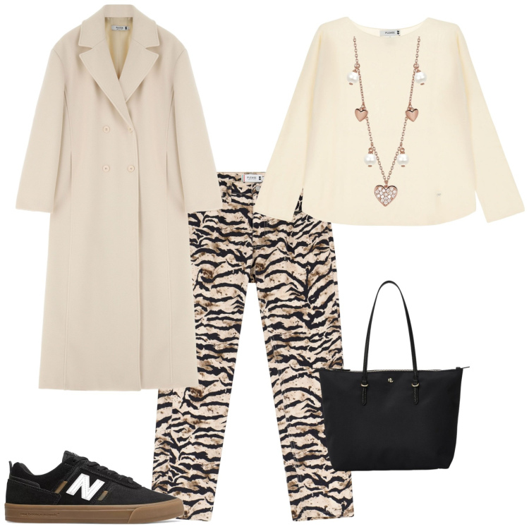Outfit donna - Total look #2084381. Stile Sporty chic per Tutti i giorni. Abbinamento con collane, sneakers, pantaloni chino, pullovers, cappotti, borse tote.