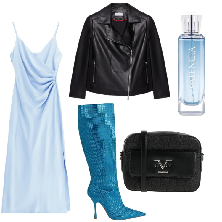 Outfit donna - Voglia di leggerezza. Stile Chic per Serata fuori. Abbinamento con borse a tracolla, stivali, profumi, vestiti midi/longuette, blazer.