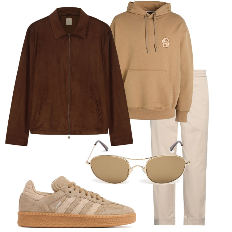 Outfit uomo - Casual style. Stile Casual per Tutti i giorni. Abbinamento con felpe con cappuccio, pantaloni, giacche, sneakers, occhiali da sole.