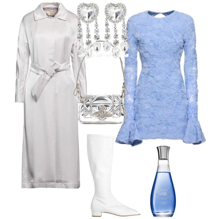 Outfit donna - Evento serata speciale. Stile Romantica per Serata fuori. Abbinamento con stivali, trench, profumi, orecchini, vestiti, borse a spalla.