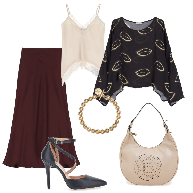 Outfit donna - I colori di Siviglia. Stile Vintage retrò per Serata fuori. Abbinamento con camicie, gonne lunghe, top, braccialetti, borse a spalla, décolleté.