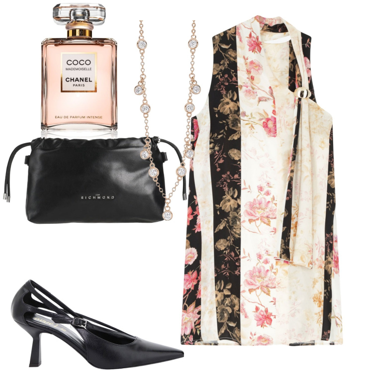 Outfit donna - Total look #2084545. Stile Urban per Tutti i giorni. Abbinamento con borse a mano, profumi, collane, vestiti asimmetrici, décolleté.