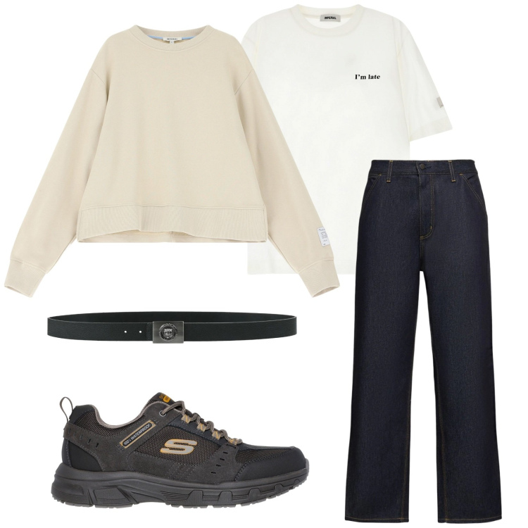Outfit uomo - Total look #2084701. Stile Casual per Tutti i giorni. Abbinamento con cinture, t-shirt, felpe, sneakers, jeans.