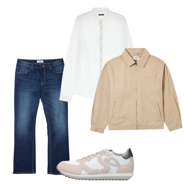 Outfit uomo - Chiaro. Stile Casual per Tutti i giorni. Abbinamento con jeans bootcut, sneakers, giacche, camicie.