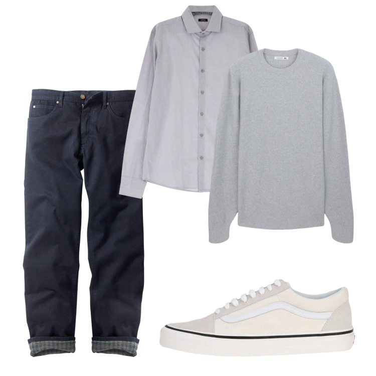Outfit uomo - Casualissimo. Stile Casual per Tutti i giorni. Abbinamento con jeans dritti, sneakers, maglieria, camicie.