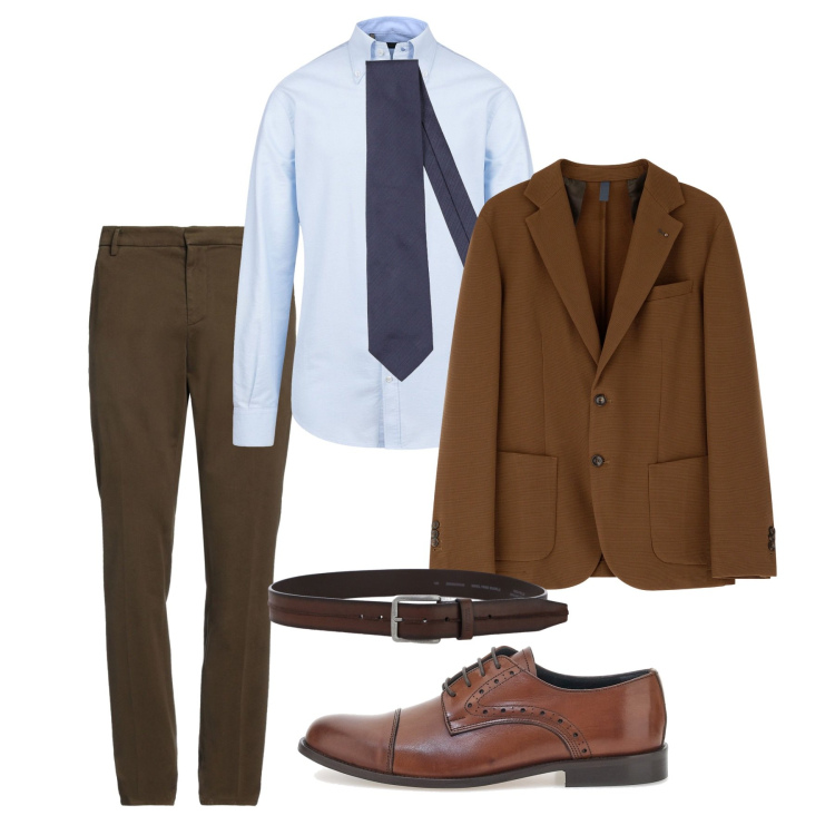 Outfit uomo - Pranzo di domenica. Stile Business/Elegante per Tutti i giorni. Abbinamento con pantaloni chino, cravatte, giacche, cinture, scarpe stringate, camicie.