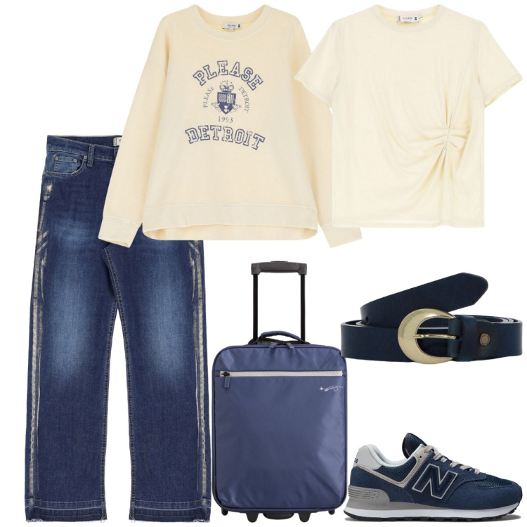 Outfit donna - Total look #2084798. Stile Basic per Tutti i giorni. Abbinamento con sneakers, felpe, jeans dritti, t-shirt, cinture, valigie.