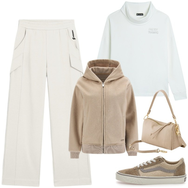 Outfit donna - Comfort e morbidezza unica. Stile Basic per Sport. Abbinamento con pantaloni, felpe, blazer, sneakers, borse a tracolla.