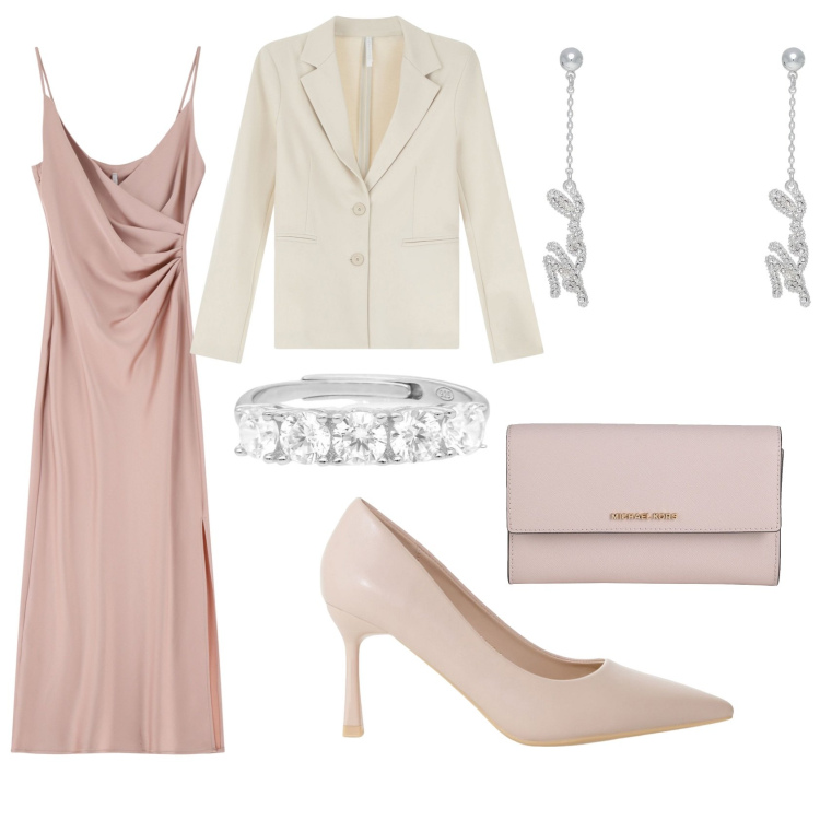 Outfit donna - cerimonia. Stile Casual per Cerimonia. Abbinamento con borse a mano, orecchini, anelli, vestiti midi/longuette, décolleté, blazer.