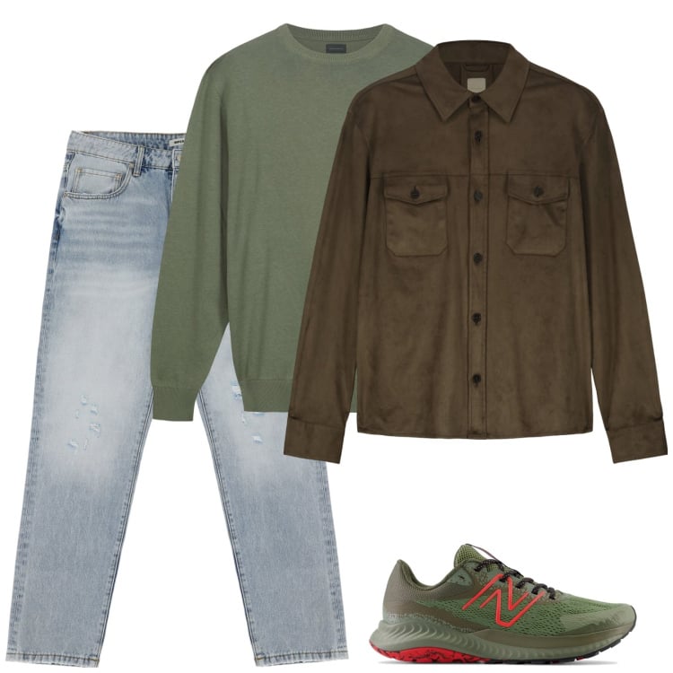 Outfit uomo - La giacca camicia. Stile Casual per Tutti i giorni. Abbinamento con sneakers, jeans strappati, giacche, maglieria.