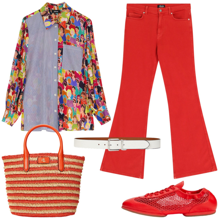 Outfit donna - Viva la vida. Stile Casual per Tutti i giorni. Abbinamento con pantaloni, camicie, borse tote, cinture, ballerine.