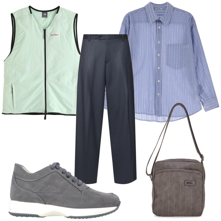 Outfit uomo - Total look #2085107. Stile Trendy per Tutti i giorni. Abbinamento con sneakers, gilet, camicie, portafogli, pantaloni.
