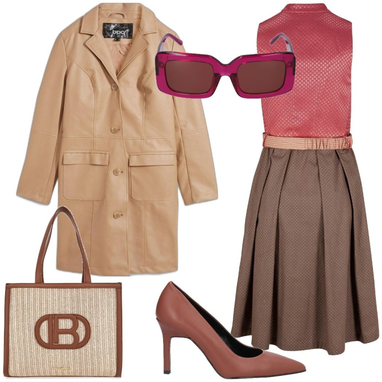 Outfit donna - Vintage rivisitato. Stile Vintage retrò per Ufficio. Abbinamento con vestiti midi/longuette, blazer, décolleté, borse a spalla, occhiali da sole.