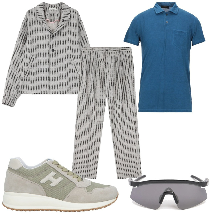 Outfit uomo - Total look #2085116. Stile Trendy per Tutti i giorni. Abbinamento con sneakers, polo, pantaloni, cappotti, occhiali da sole.
