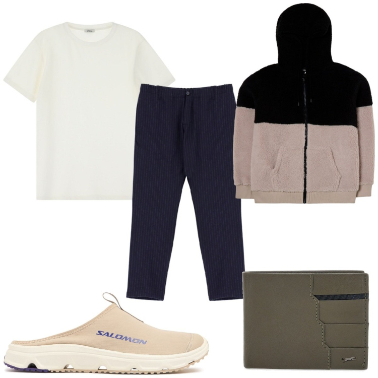 Outfit uomo - Total look #2085122. Stile Trendy per Tutti i giorni. Abbinamento con felpe con cappuccio, pantaloni, t-shirt, portafogli, sneakers.