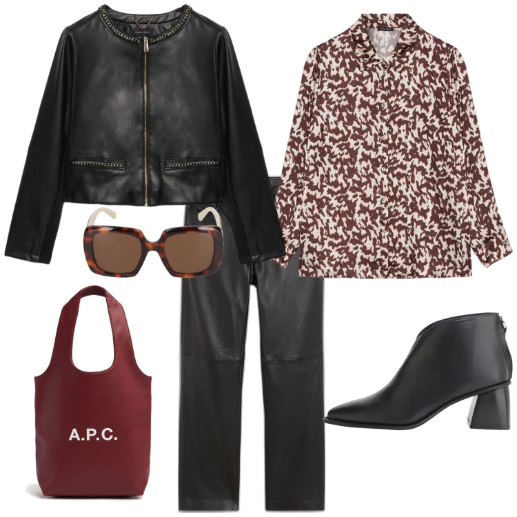 Outfit donna - Total look #2085129. Stile Minimal per Tutti i giorni. Abbinamento con pantaloni, stivaletti, blazer, camicie, occhiali da sole, shopping bag.