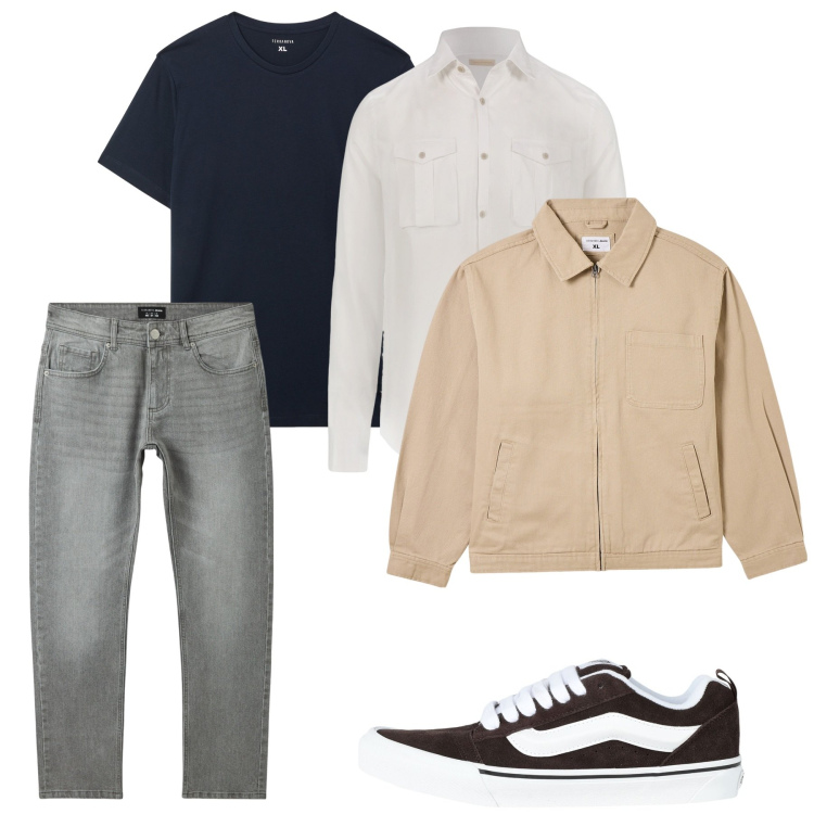 Outfit uomo - Casual marzo. Stile Casual per Tutti i giorni. Abbinamento con sneakers, t-shirt, jeans, giacche, camicie.
