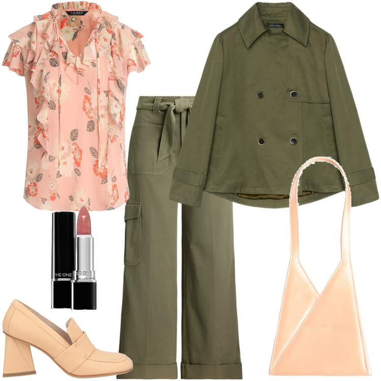 Outfit donna - Bantoa Spring Edit. Stile Casual chic per Tutti i giorni. Abbinamento con mocassini, borse a spalla, rossetti, pantaloni cargo, camicie, trench.