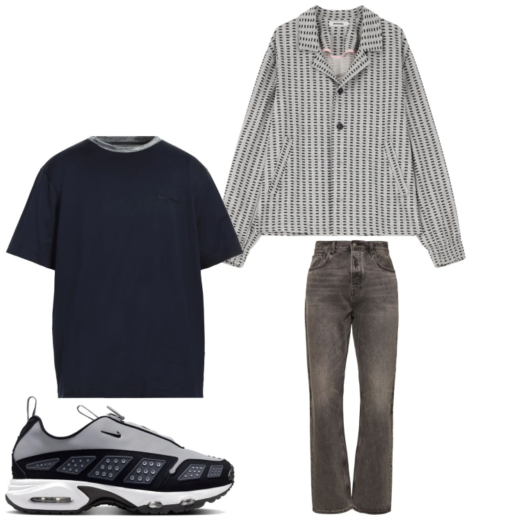 Outfit uomo - Casual black. Stile Casual per Serata speciale. Abbinamento con t-shirt, cappotti, sneakers, jeans.
