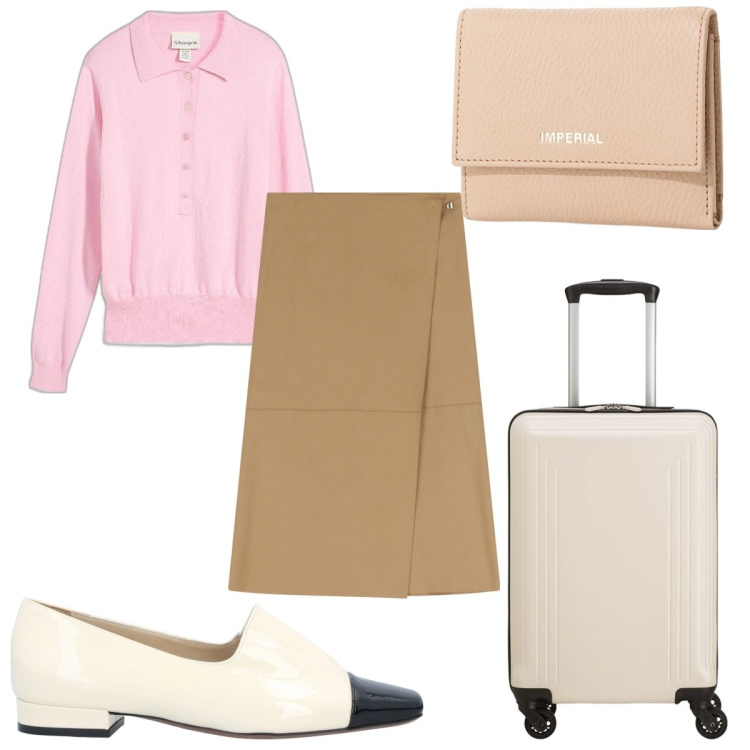 Outfit donna - Total look #2085275. Stile Chic per Tutti i giorni. Abbinamento con polo, mocassini, portafogli, gonne longuette, valigie.