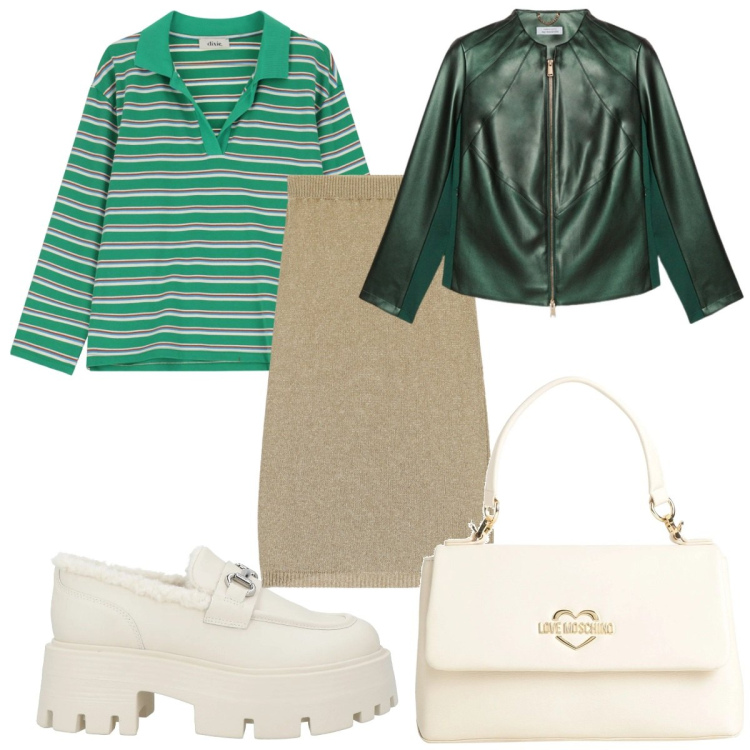 Outfit donna - Total look #2085287. Stile Trendy per Tutti i giorni. Abbinamento con borse a mano, mocassini, gonne longuette, polo, blazer.