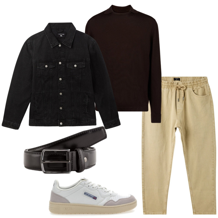 Outfit uomo - Total look #2085303. Stile Casual per Tutti i giorni. Abbinamento con giacche, pantaloni, maglieria, sneakers, cinture.