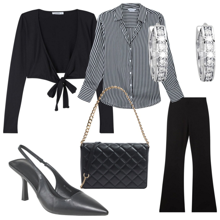 Outfit donna - Terranova -Nuova Collezione. Stile Casual per Tutti i giorni. Abbinamento con orecchini, camicie, pantaloni, décolleté, blazer, borse a tracolla.