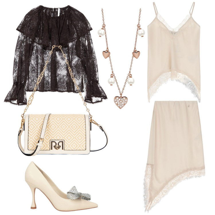 Outfit donna - Trasparenze sensuali. Stile Sexy per Serata fuori. Abbinamento con décolleté, collane, borse a spalla, camicie, top, gonne longuette.