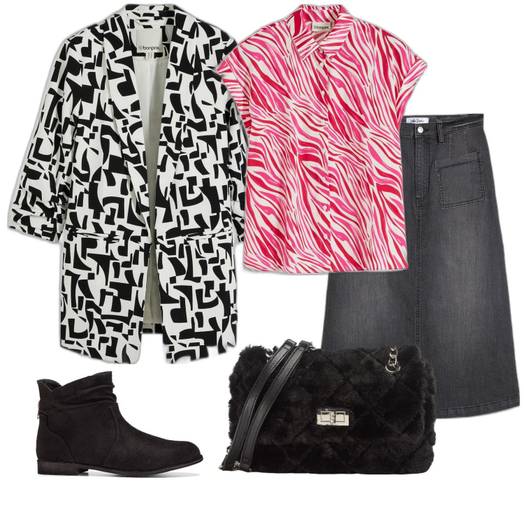 Outfit donna - …quando sei allegra…. Stile Casual per Tutti i giorni. Abbinamento con gonne longuette, blazer, stivaletti, bluse, borse a spalla.