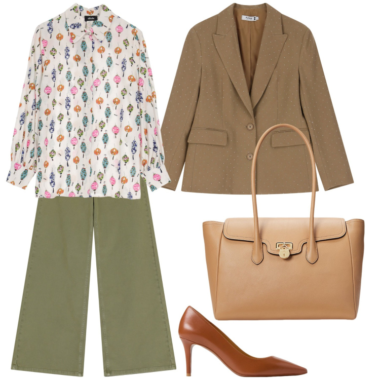 Outfit donna - Una camicia per l ufficio. Stile Urban per Ufficio. Abbinamento con blazer, pantaloni, camicie, décolleté, borse a mano.